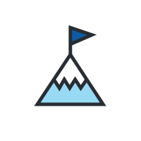 Ilustración de una montaña con una bandera en la cima Ilustración de una montaña con una bandera en la cima