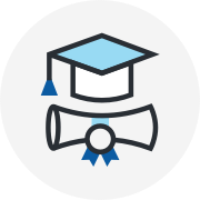 icono de diploma y gorro de graduado