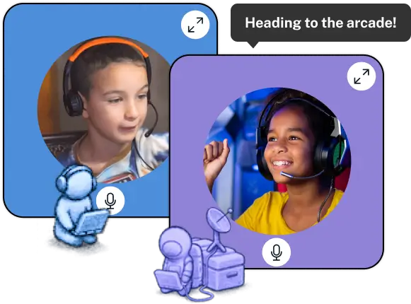 Dos estudiantes conectados mediante auriculares